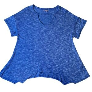 Juicy Couture‎ Knit Top Cutout Neckline Short Sleeve Blue Heathered Size Small